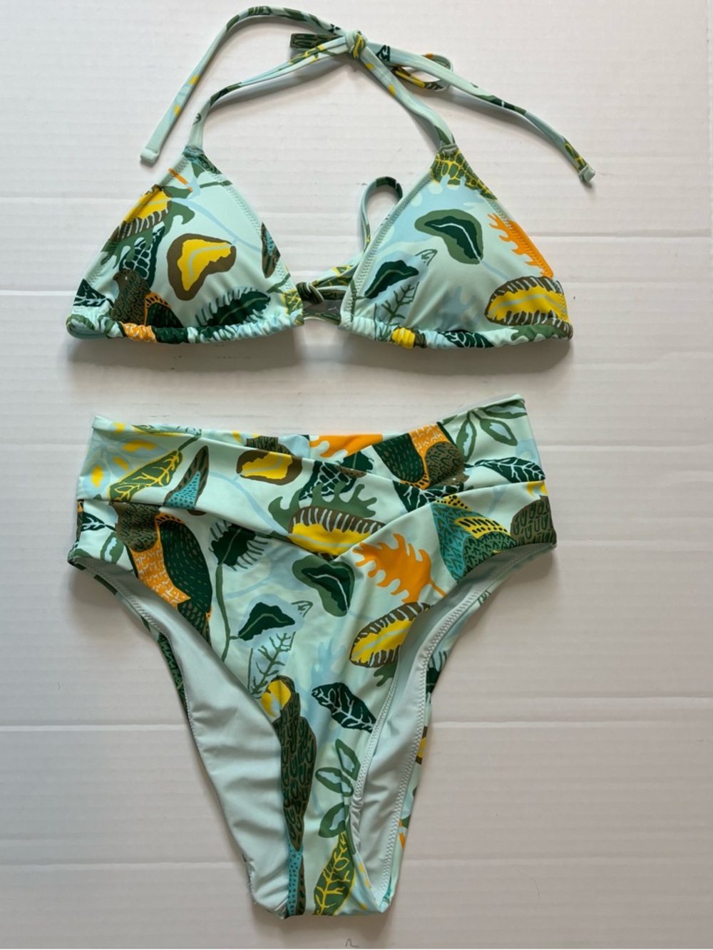 Aerie Tropical Print Bikini Size Medium Top and Size Large Botton New With Tags
